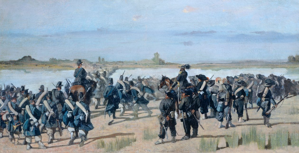 A Mincio folyó elhaladása, Giovanni Fattori (1825-1908) által alkotó: Giovanni Fattori