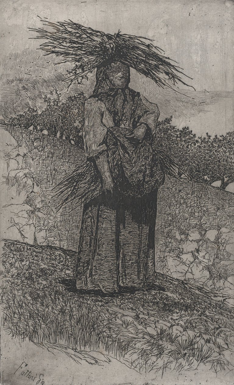Botokat gyűjtögető parasztasszony, 1884-1908. alkotó: Giovanni Fattori