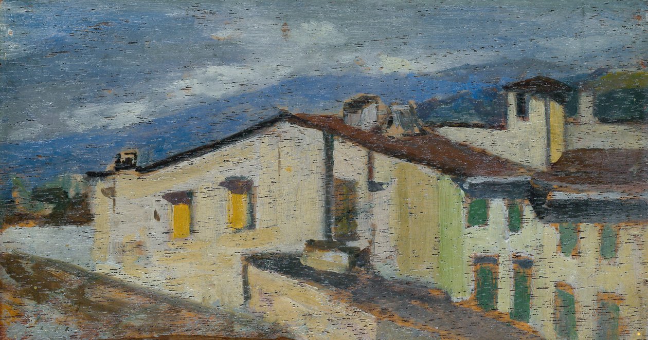 A firenzei Via Nazionale tetőszerkezete, 1867 körül (olaj, tábla) alkotó: Giovanni Fattori