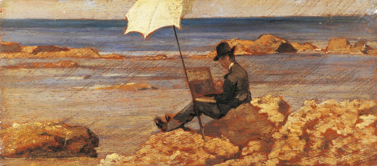 Silvestro Lega festett képet a sziklákra alkotó: Giovanni Fattori