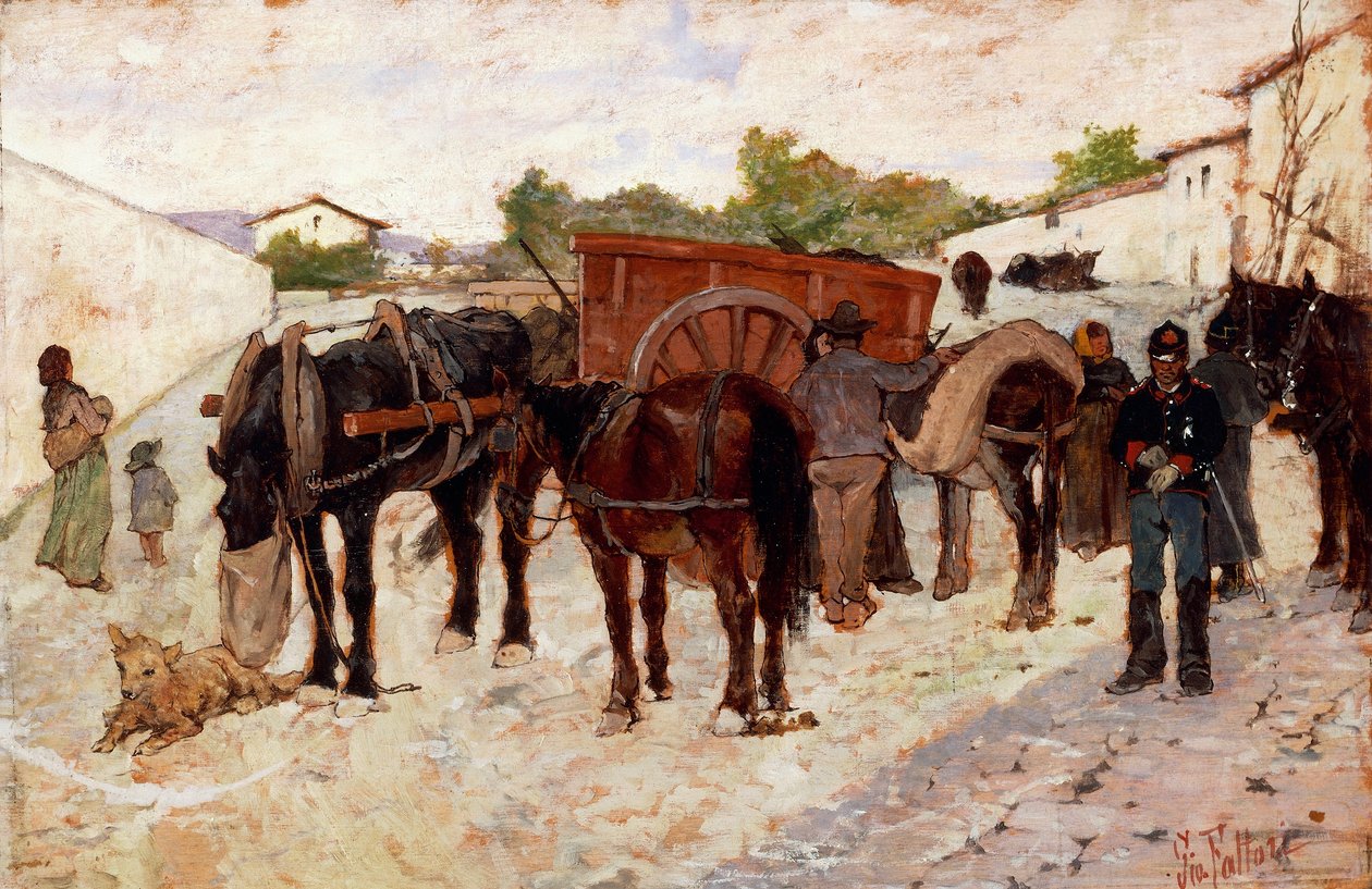 Megállás Maremmában vagy a vidéki élet jelenete Giovanni Fattori (1825-1908), olaj, vászon, 28x42 cm alkotó: Giovanni Fattori