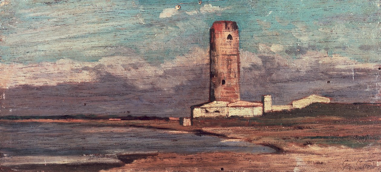 A Marzocco tornya, vagy Vörös torony, Giovanni Fattori (1825-1908), olajtábla alkotó: Giovanni Fattori