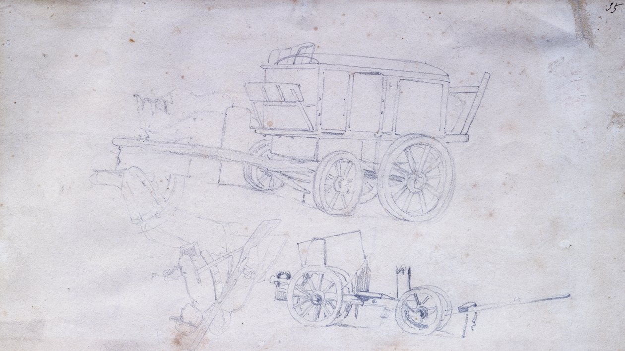 Két szekér és két katona alkotó: Giovanni Fattori