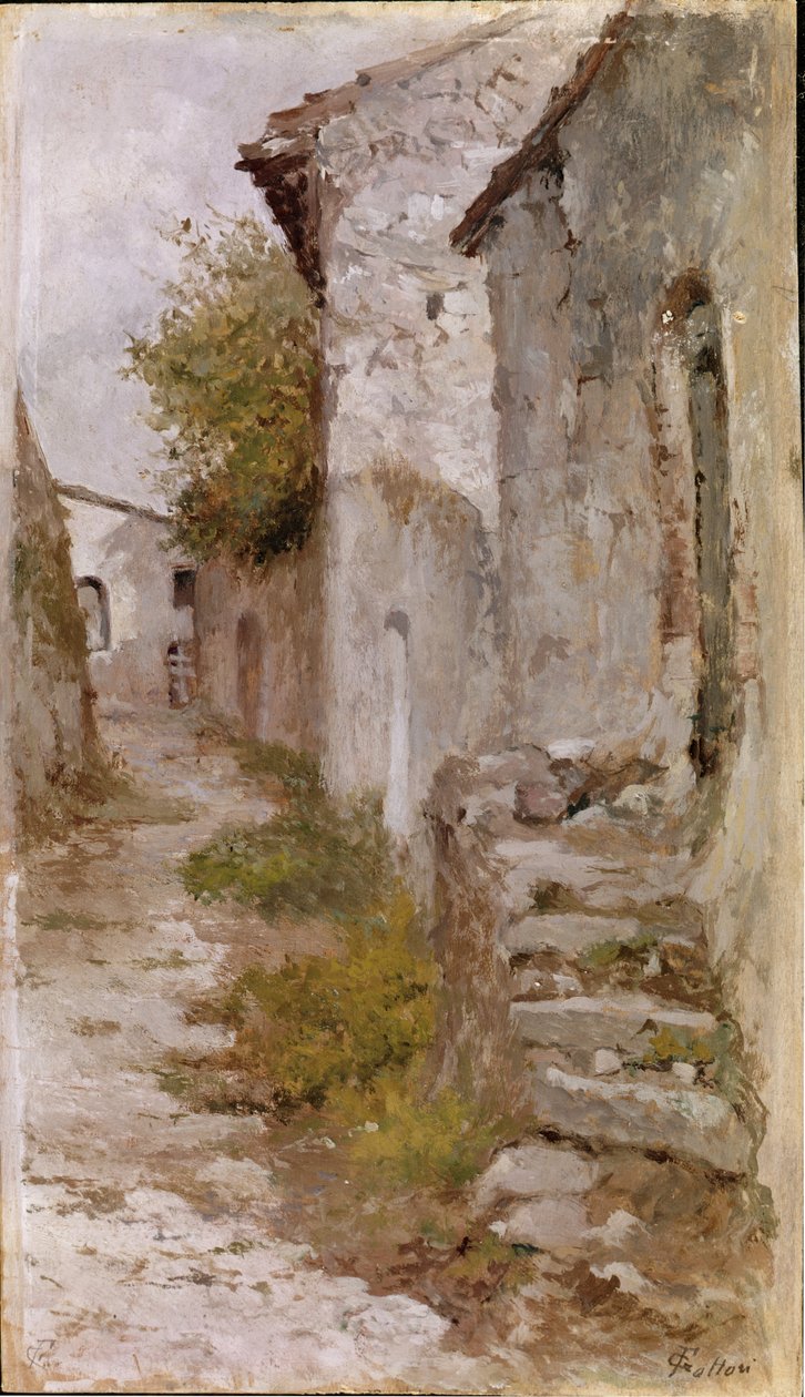 Falusi út (olaj, vászon alkotó: Giovanni Fattori