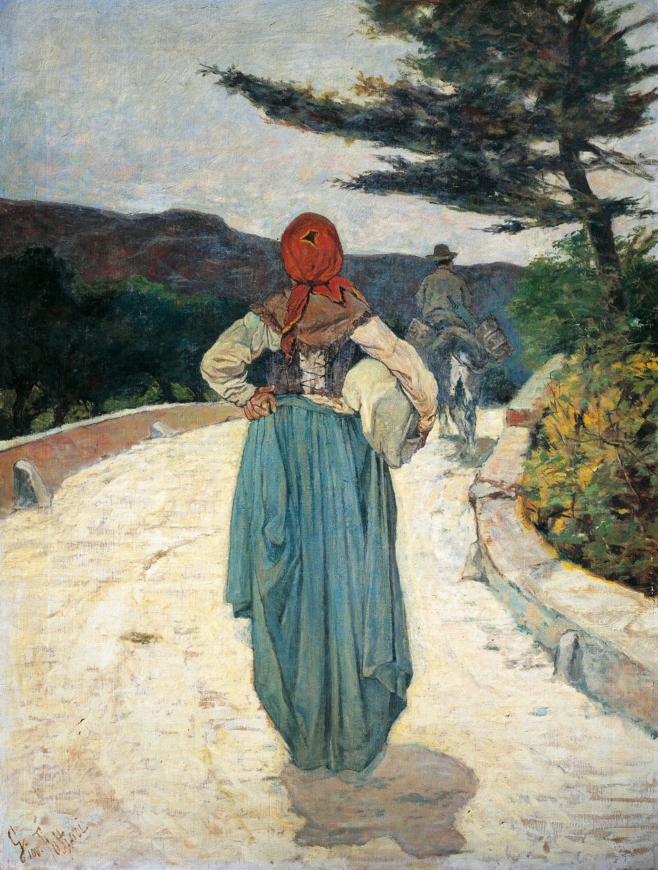 Fehér út, Giovanni Fattori (1825-1908), olaj, vászon, 96,5x73 cm alkotó: Giovanni Fattori