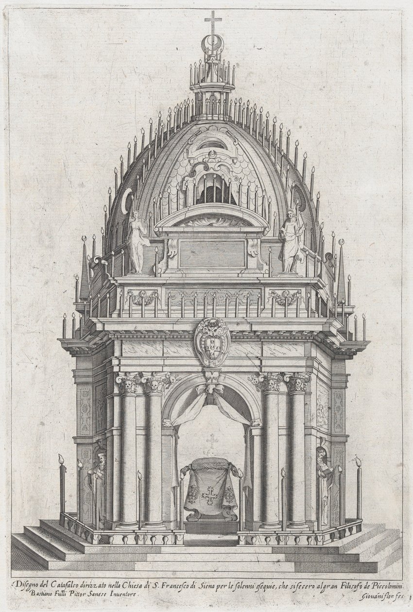 A katafalk terve Francesco Piccolomini számára, 1607. alkotó: Giovanni Florimi