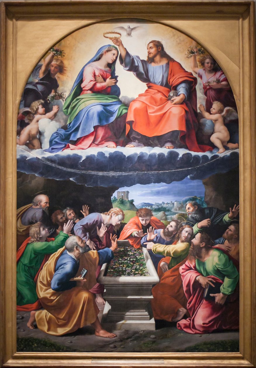A Szűz megkoronázása vagy Monteluce Madonna, 1505-25 körül (olaj, tábla) alkotó: Giovanni Francesco (c.1488 1528) Penni