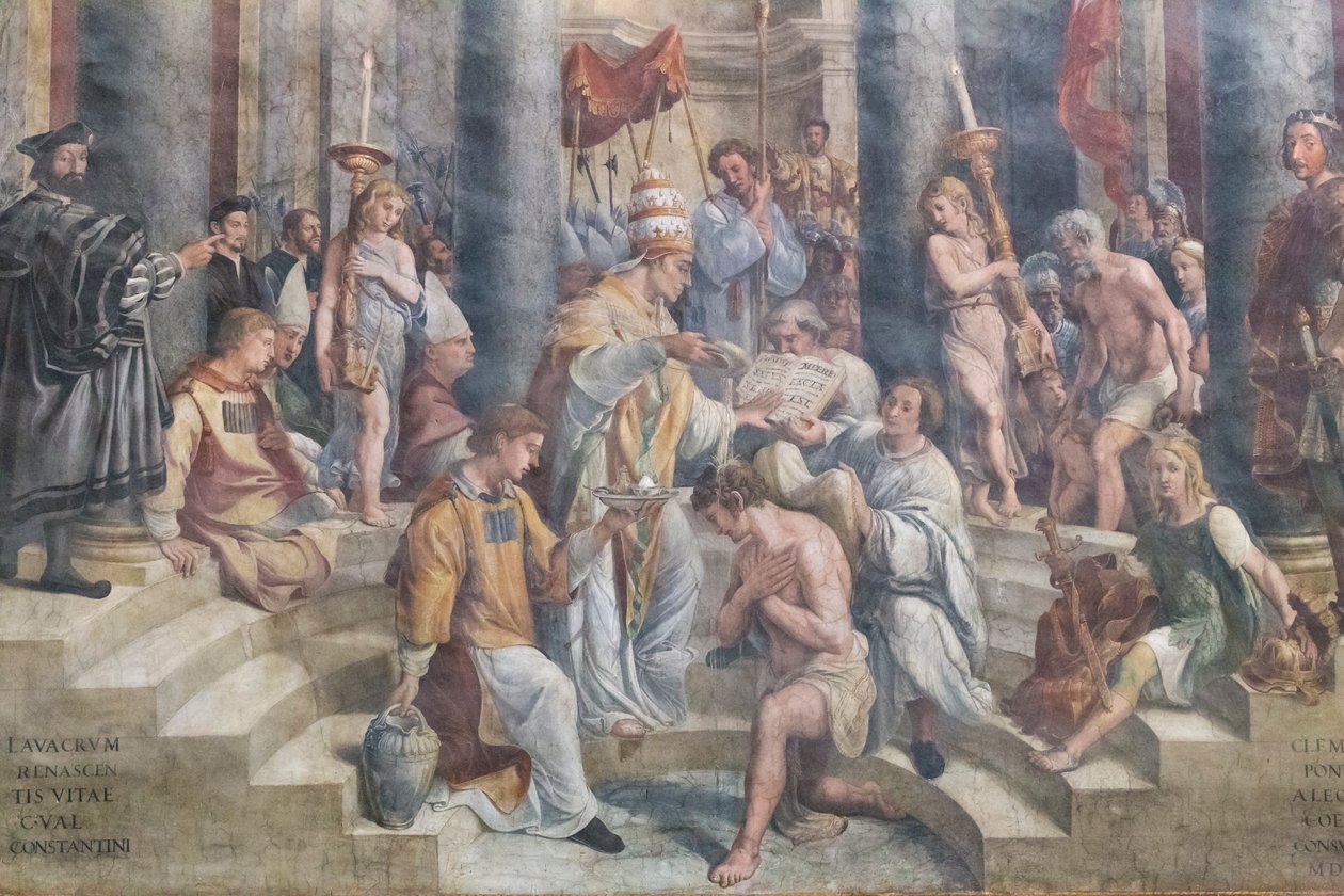 Konstantin megkeresztelkedése, részlet, Konstantin szobája alkotó: Giovanni Francesco (c.1488 1528) Penni