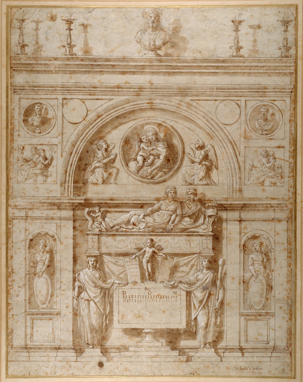 Falisír tervezése etruszk módra (toll és tinta papírra) alkotó: Giovanni Francesco (c.1488 1528) Penni