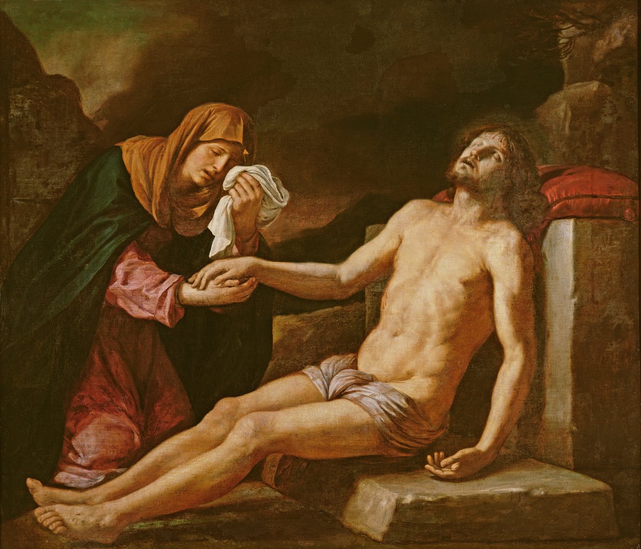 Jézust a Szűzanya gyászolja alkotó: Giovanni Francesco Barbieri