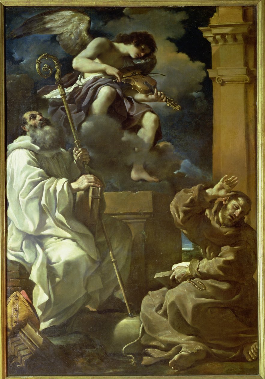 Szent Ferenc (1182-1226) az eksztázisban és Szent Benedek (480-527) angyalmuzsikussal, 1620 alkotó: Giovanni Francesco Barbieri