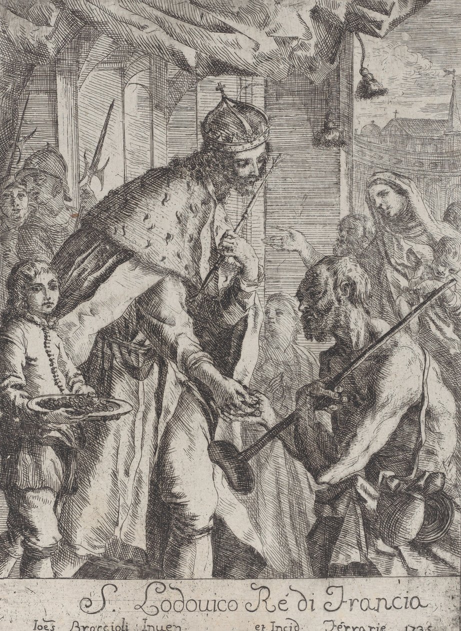 Szent Lajos alamizsnát ad a szegényeknek, 1735. alkotó: Giovanni Francesco Braccioli