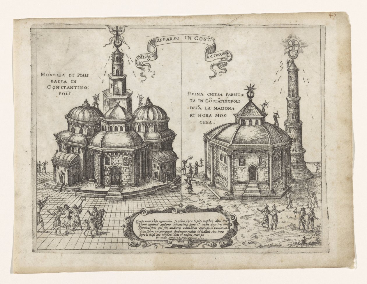 A keresztény csoda Konstantinápolyban történt Miracolo apparso Costantinopolisban (cím az objektumon) alkotó: Giovanni Francesco Camocio