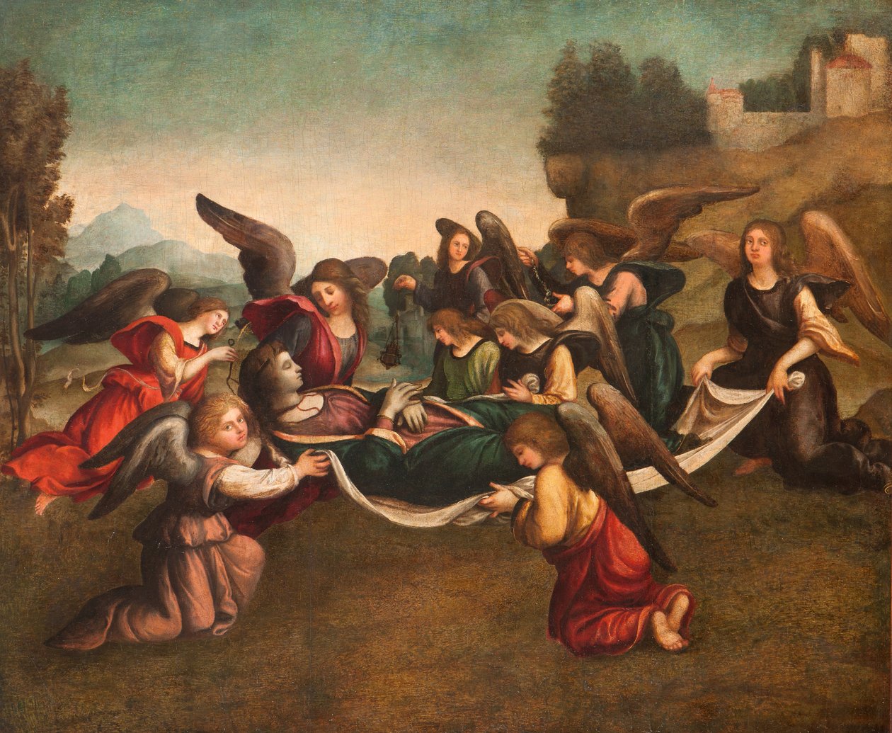 A Szűzanya temetése a helyreállítás után alkotó: Giovanni Francesco Caroto
