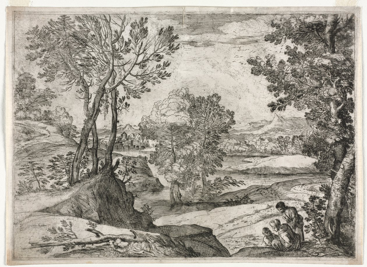 Táj családdal, 1643. alkotó: Giovanni Francesco Grimaldi