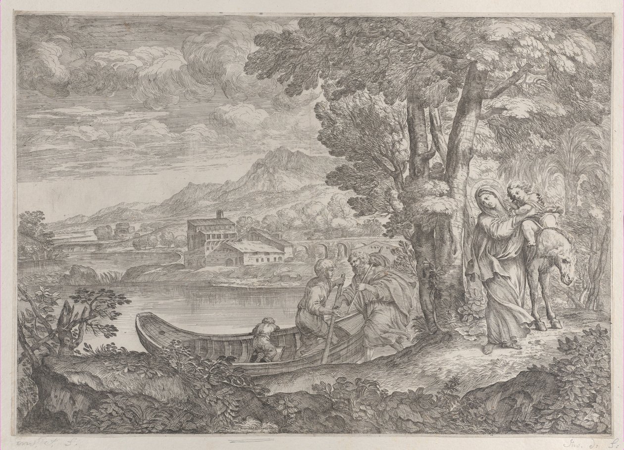 Táj az egyiptomi repüléssel, 1626-80. alkotó: Giovanni Francesco Grimaldi