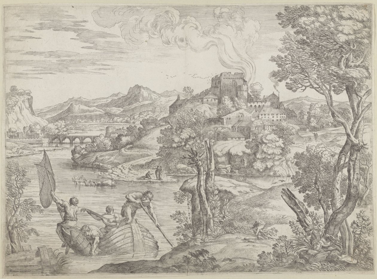 Táj lantossal alkotó: Giovanni Francesco Grimaldi