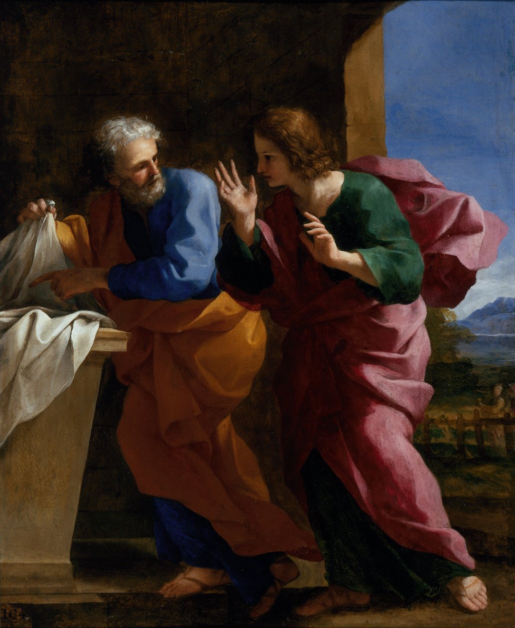 Szent János és Szent Péter Krisztus sírjánál alkotó: Giovanni Francesco Romanelli