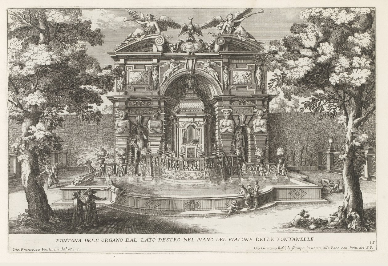 Fontein találkozott hidraulikus orgellel de tuinen van de Villa d