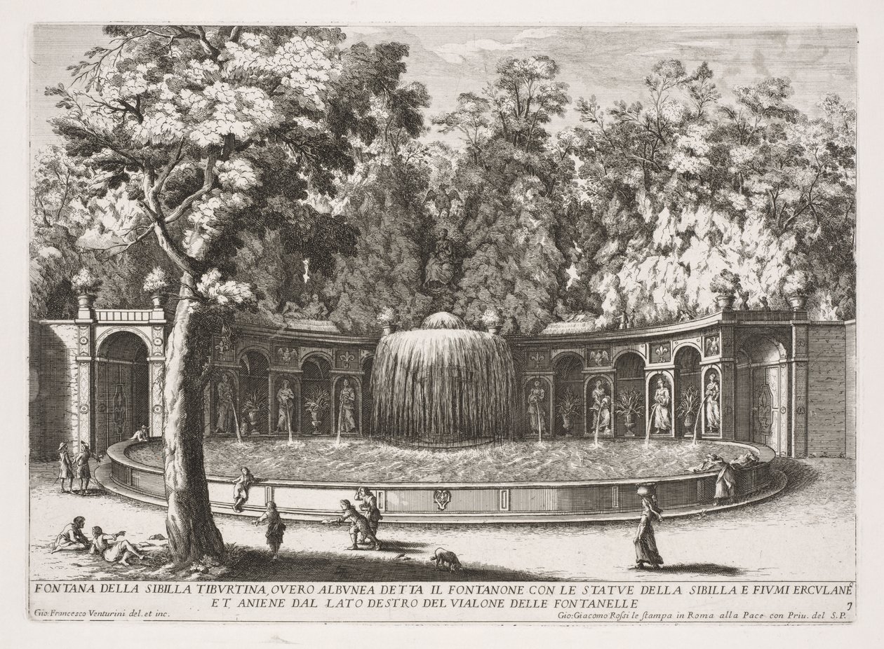 Róma szökőkútjai, IV. könyv, 7. tábla: Tiburtine Sibyl szökőkútja (Fontana della Sibilla Tiburtina) alkotó: Giovanni Francesco Venturini