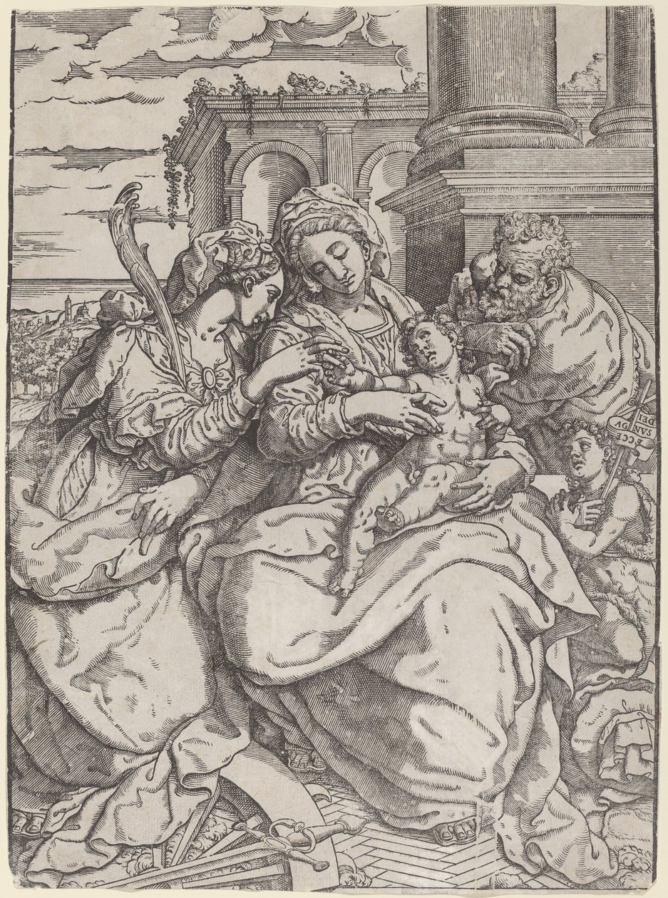 Madonna és gyermeke Szent Katalinnal alkotó: Giovanni Gallo after Marco Pino