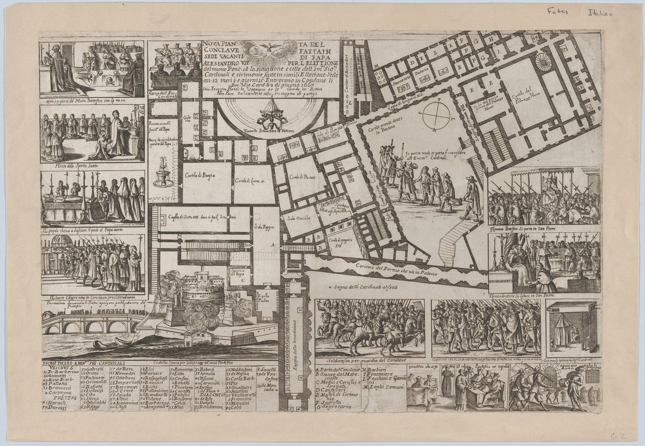 VII. Alessandro pápa halálát követő pápai konklávé..., 1667. alkotó: Giovanni Giacomo De Rossi