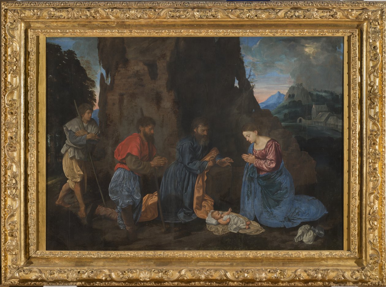 A Pásztorok imádása, 1522-23 (olaj, tábla) alkotó: Giovanni Girolamo Savoldo