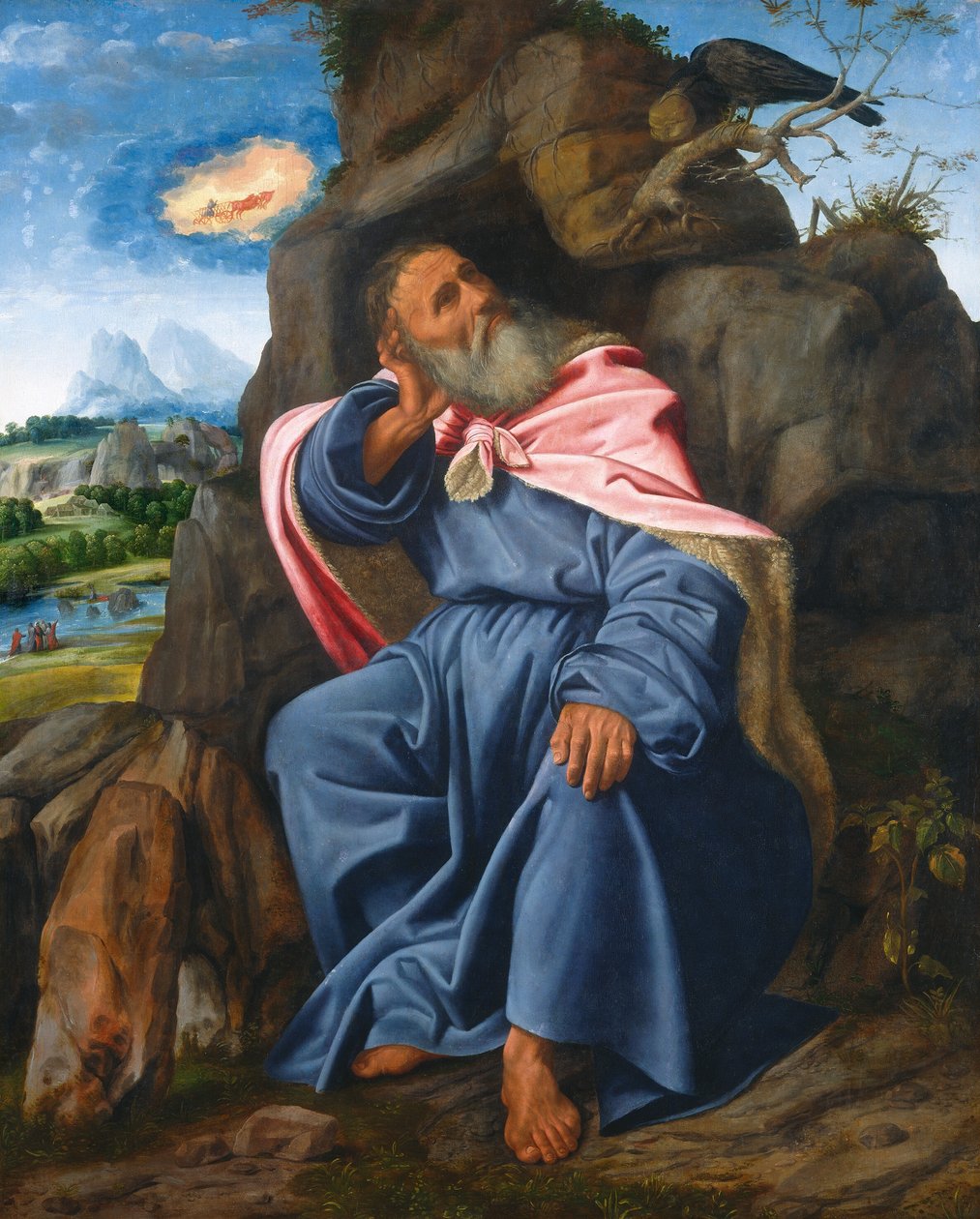 Illés táplálja a holló, c. 1510. alkotó: Giovanni Girolamo Savoldo