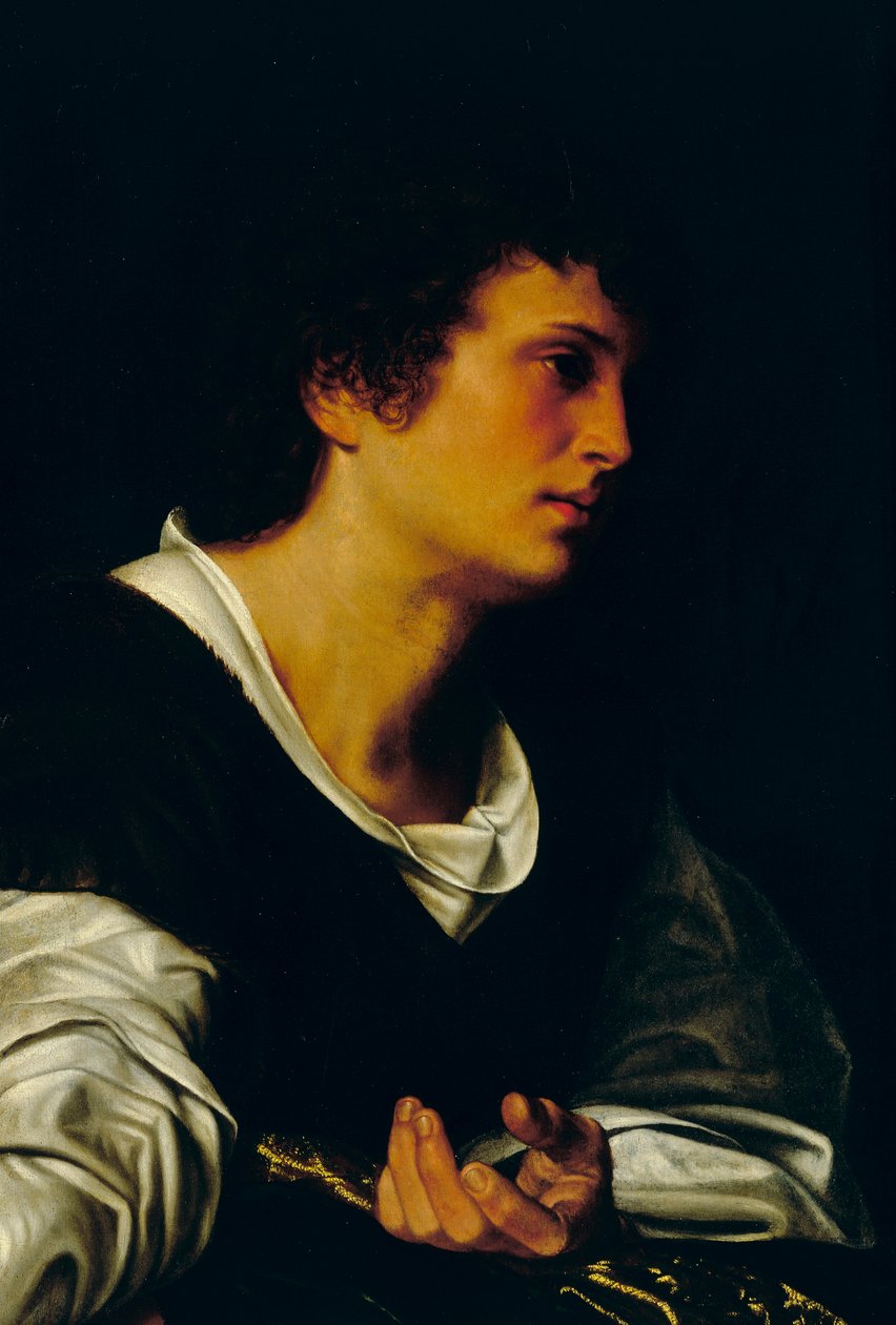 Fiatal férfi figurája, 1530 körül (olaj, vászon) alkotó: Giovanni Girolamo Savoldo