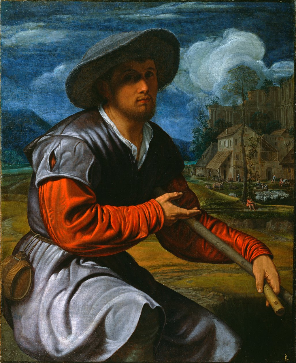 Pásztor fuvolával, 1525 körül (olaj, vászon) alkotó: Giovanni Girolamo Savoldo