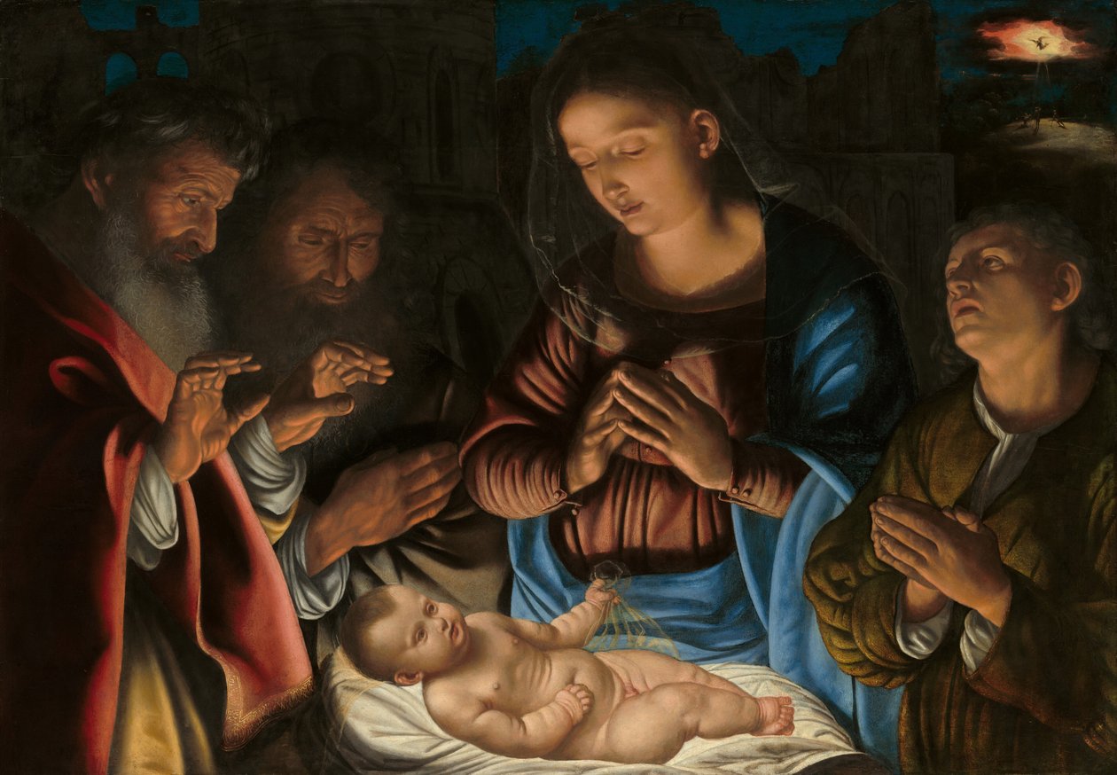 A Pásztorok imádása, 1530-as évek. alkotó: Giovanni Girolamo Savoldo