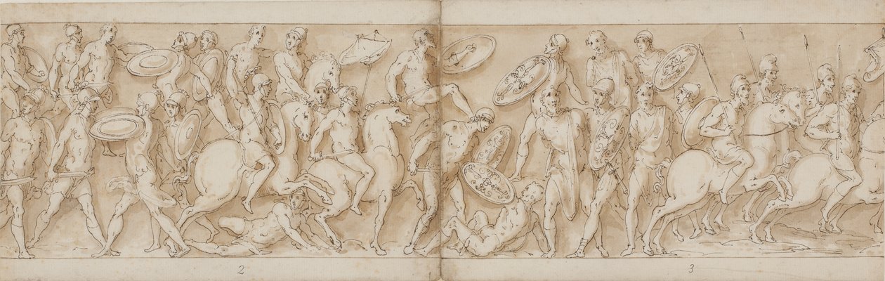 római támadás (LXXVI vége); barbár főnökök fogságba esnek (LXXVII); indulás a szarmatákkal vívott csatára (LXXVIII. eleje) alkotó: Giovanni Guerra