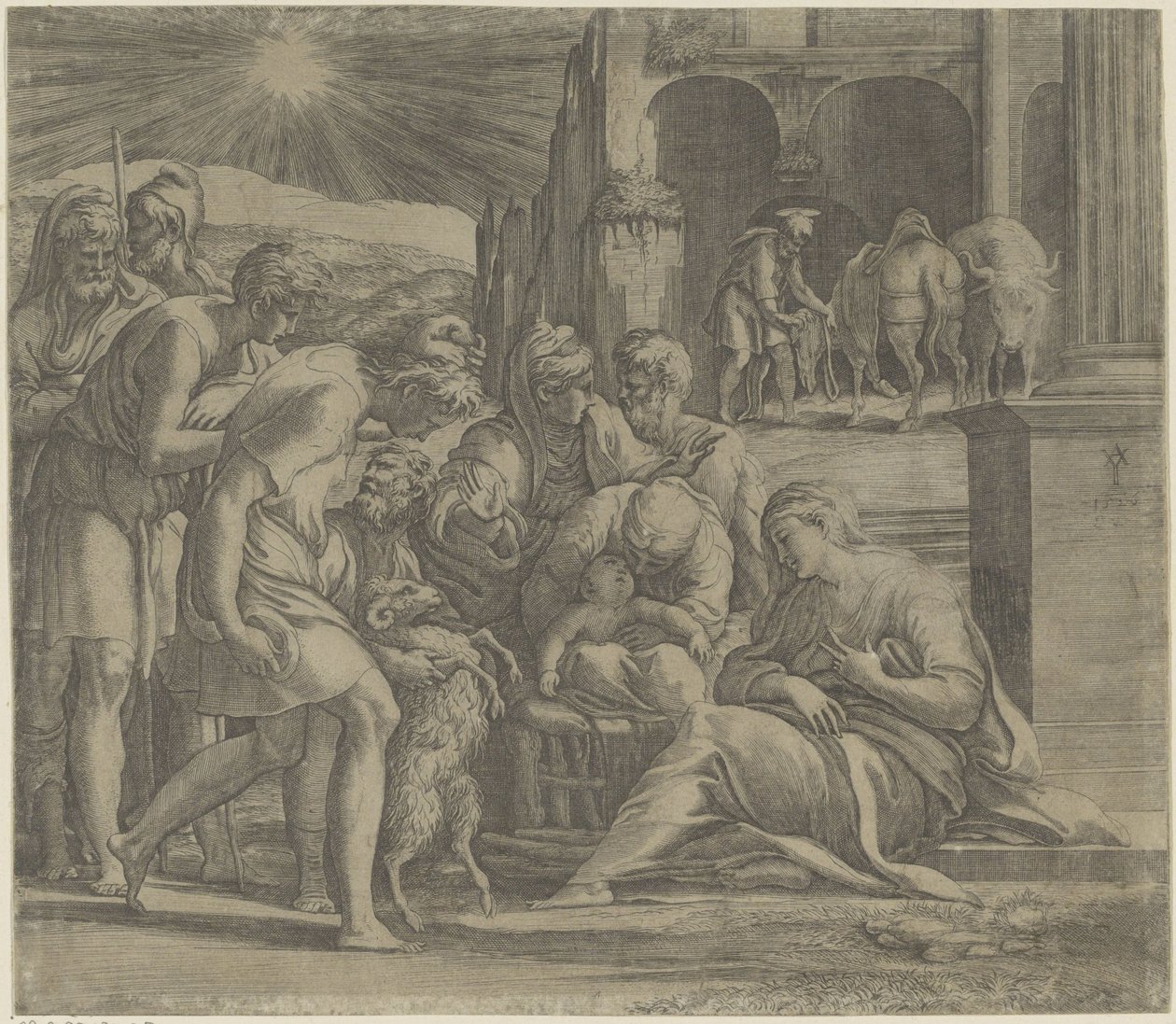 A Pásztorok imádata alkotó: Giovanni Jacopo Caraglio