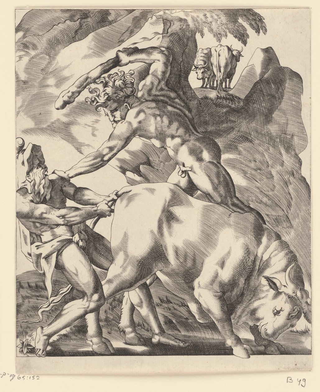 Herkules Cacussal harcol Jelenetek Herkulesszal (sorozat címe) alkotó: Giovanni Jacopo Caraglio