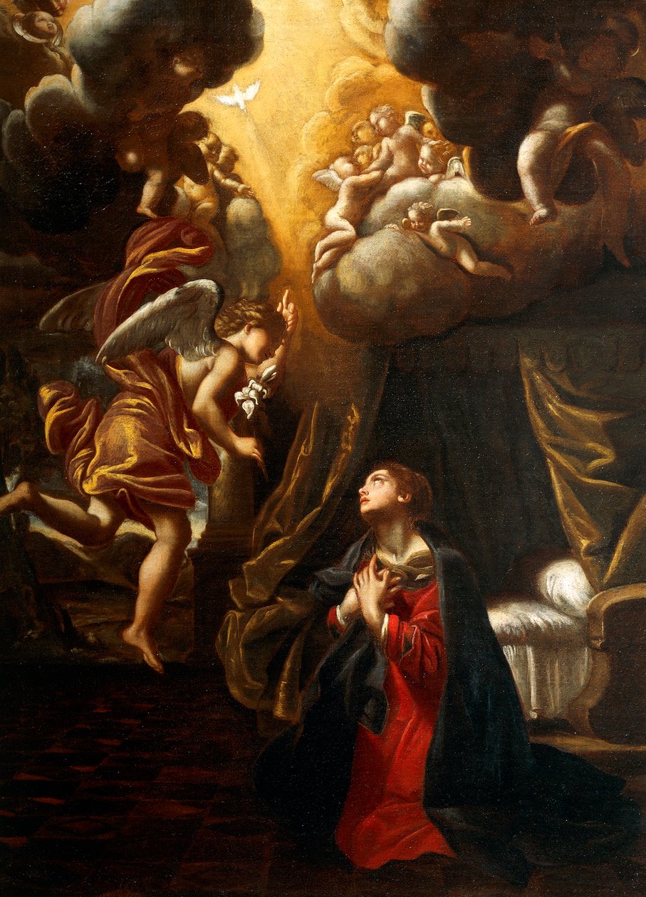 Annunciáció, Giovanni Lanfranco (1582-1647), olaj, vászon, 76x55 cm alkotó: Giovanni Lanfranco