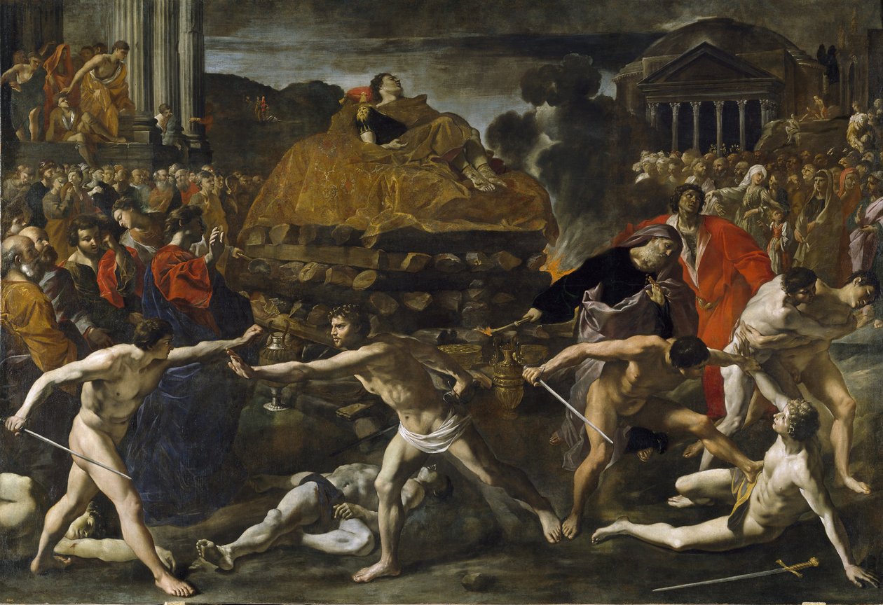 ""Egy római császár temetési szertartása"" Giovanni Lanfranco (1582-1647) hamvasztásos festménye, 1636 körüli Prado Múzeum Madrid alkotó: Giovanni Lanfranco