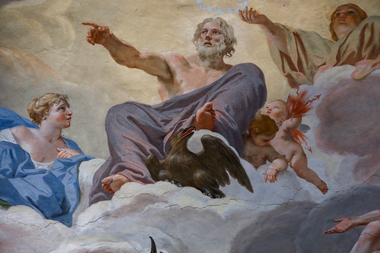 Jupiter és Junon. "Az istenek tanácsa" 1624-1625 részlete. freskó alkotó: Giovanni Lanfranco