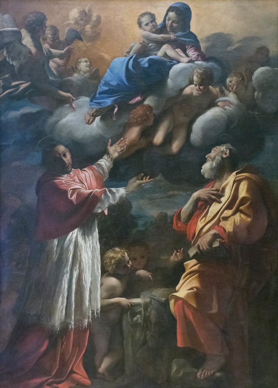 Madonna és gyermek Borromeo Szent Károllyal és Szent Bertalannal alkotó: Giovanni Lanfranco