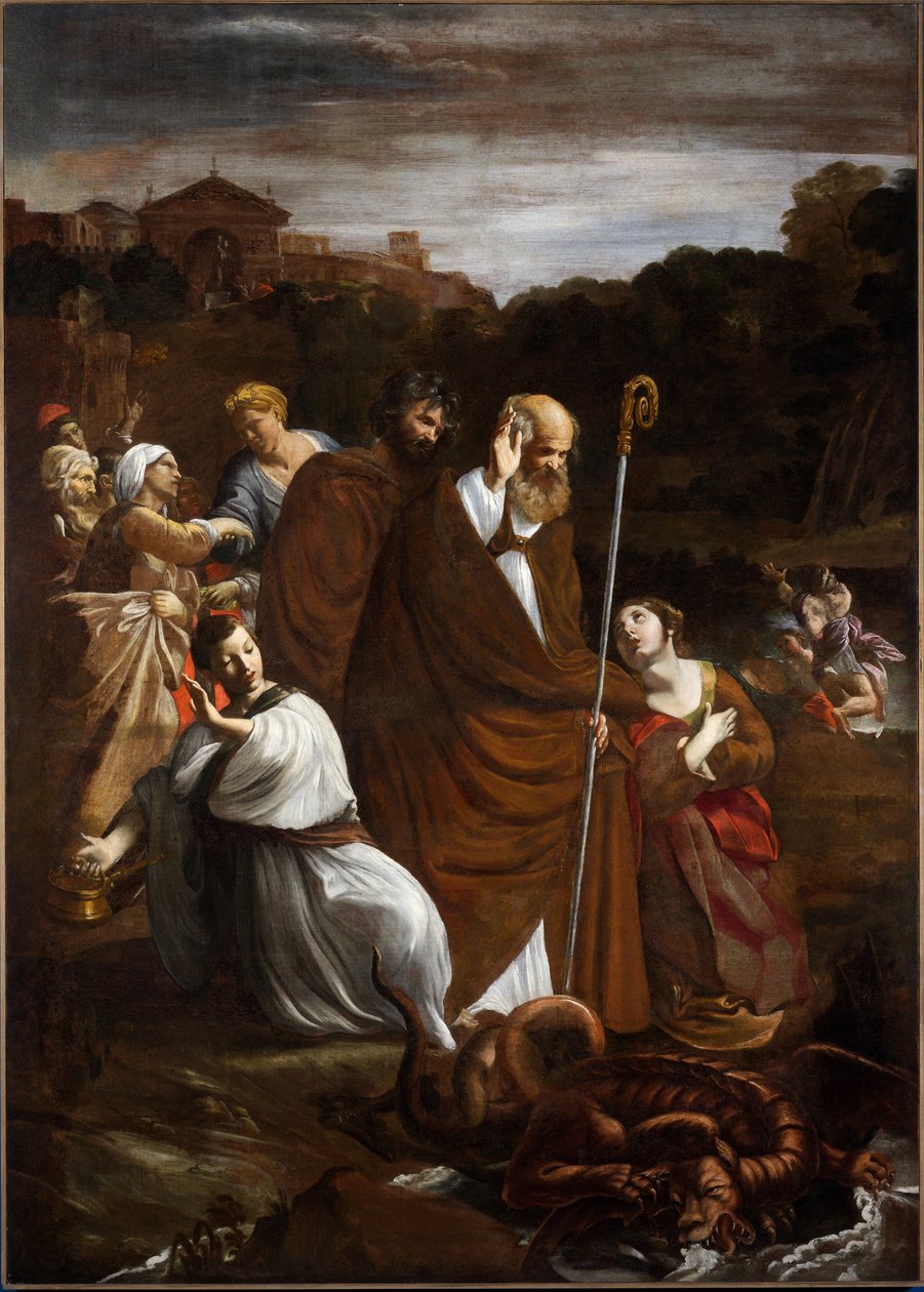 San Verano megszabadítja Albengát a sárkánytól, 1615 körül (olaj, vászon) alkotó: Giovanni Lanfranco