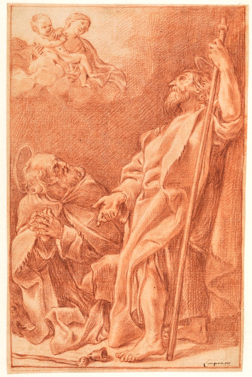 Madonna a gyermekkel, Szent Antal apáttal és Idősebb Szent Jakabbal alkotó: Giovanni Lanfranco