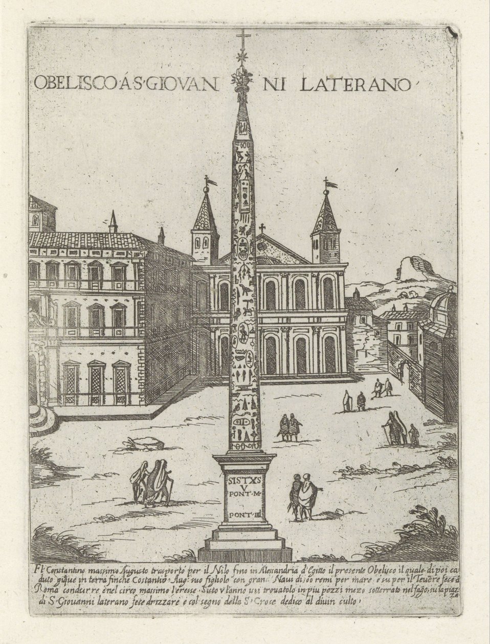 Lateráni obeliszk Lateráni Szent János mögött Rómában Obelisco és S. Giovanni Laterano (cím a tárgyon) Modern és ókori műemlékek és épületek Rómában (sorozat címe) Ornamenti di fabriche antichi et modern dell