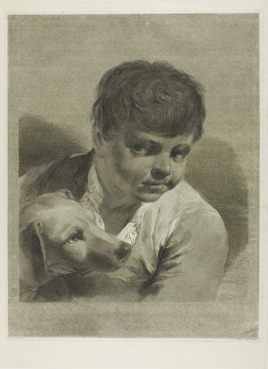 Egy fiú kutyával alkotó: Giovanni Marco Pitteri