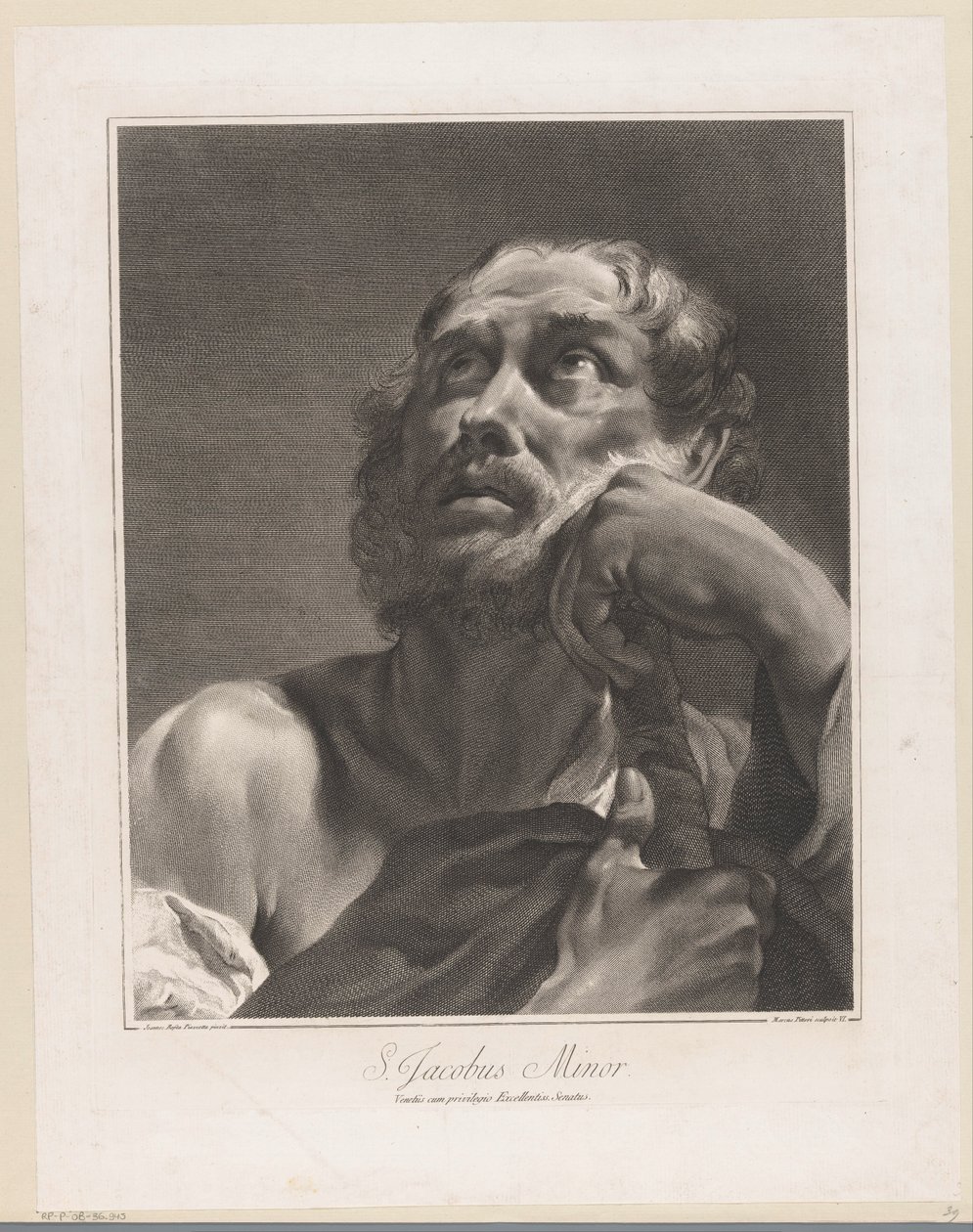 Kisebb Jakab apostol S. Jacobus Minor (cím a tárgyon) Apostolok (sorozat címe) alkotó: Giovanni Marco Pitteri
