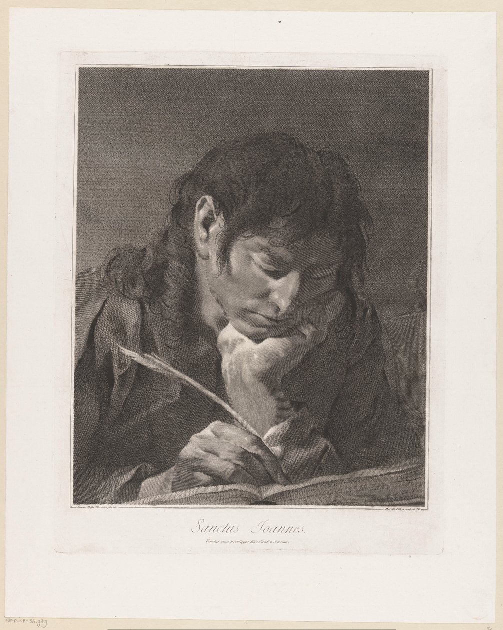 János apostol Sanctus Joannes (cím a tárgyon) Az Apostolok (sorozat címe) alkotó: Giovanni Marco Pitteri