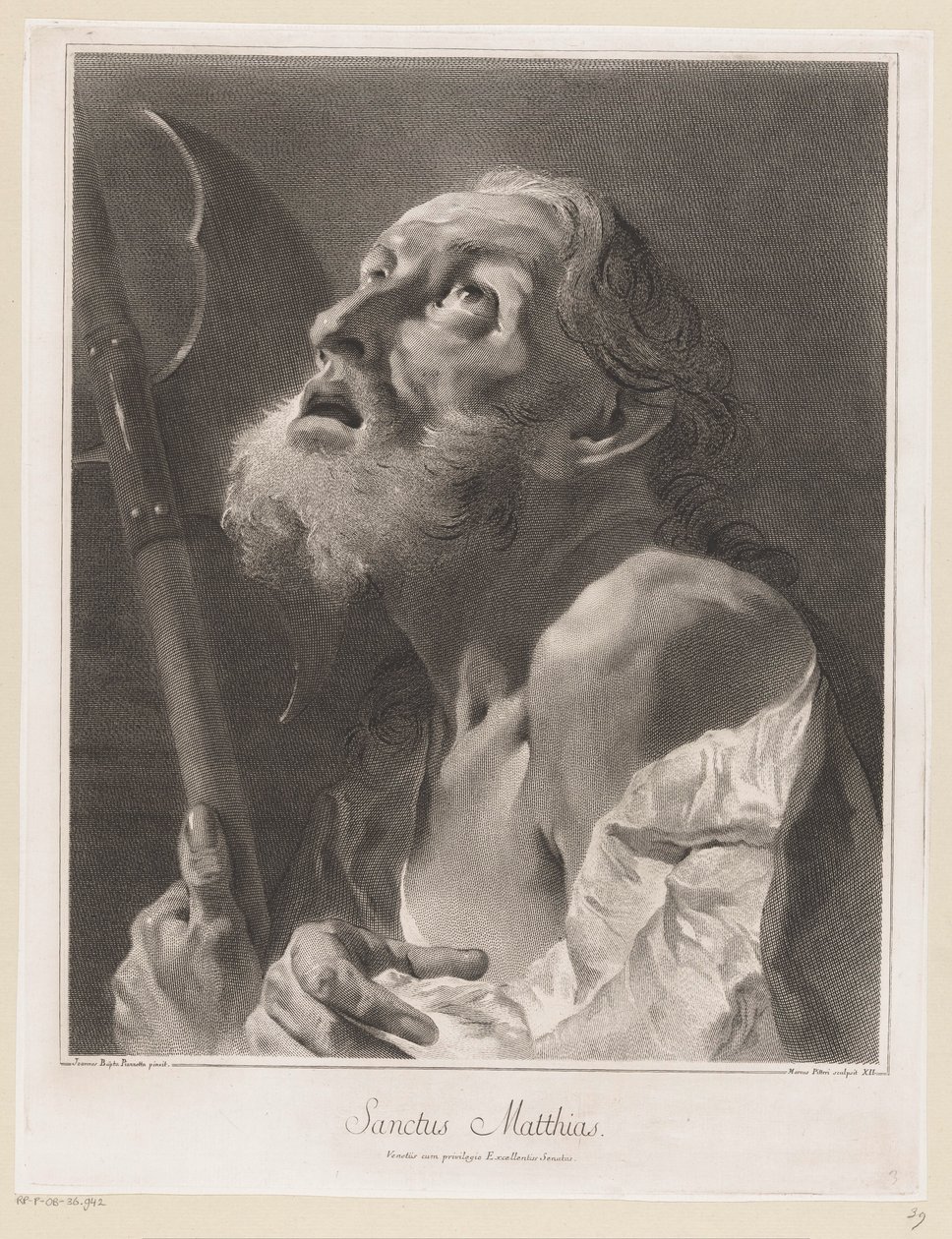 Mátyás apostol Szent Mátyás (cím a tárgyon) Apostolok (sorozat címe) alkotó: Giovanni Marco Pitteri