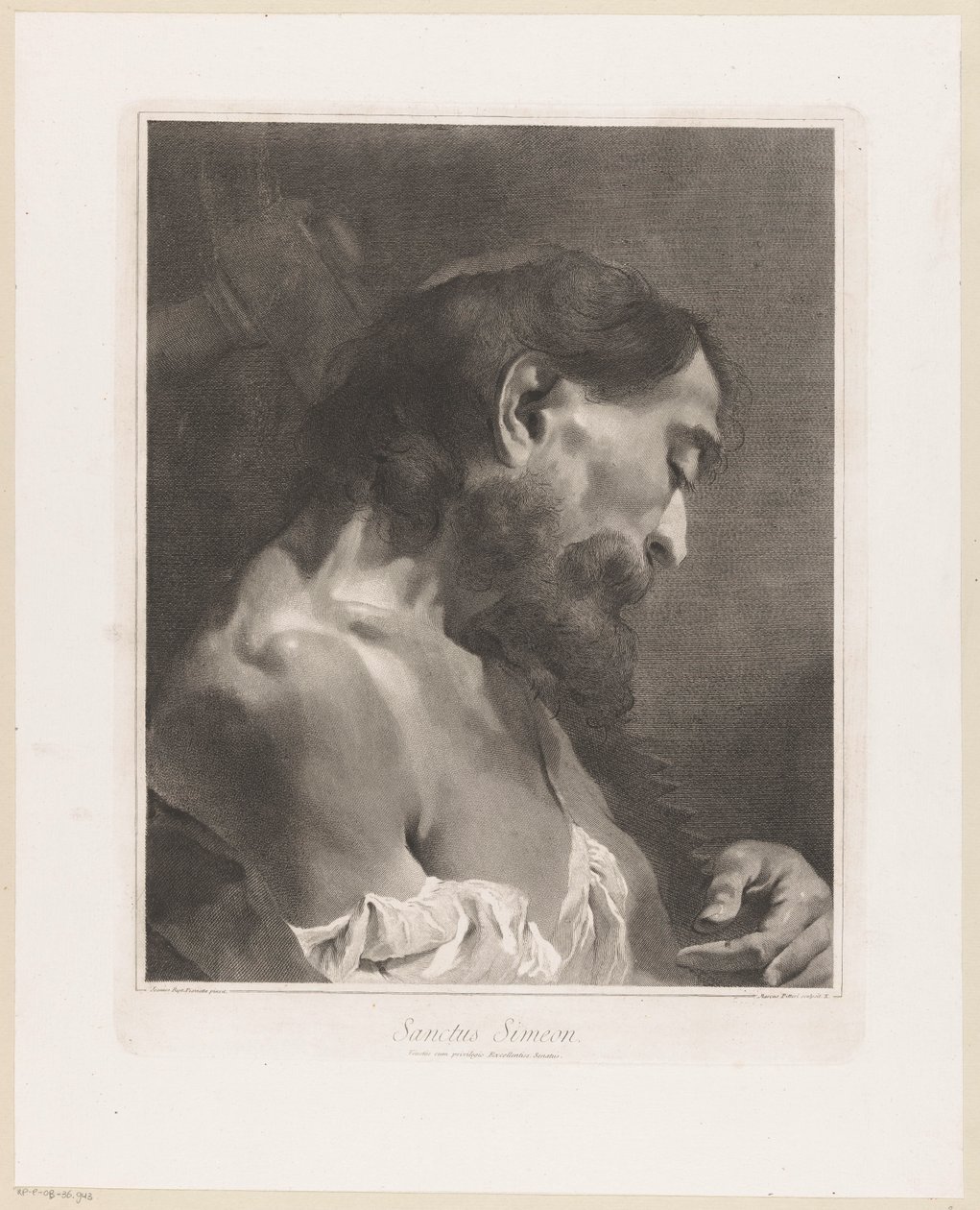 Simon apostol Sanctus Simeon (cím a tárgyon) Apostelen (sorozat címe) alkotó: Giovanni Marco Pitteri