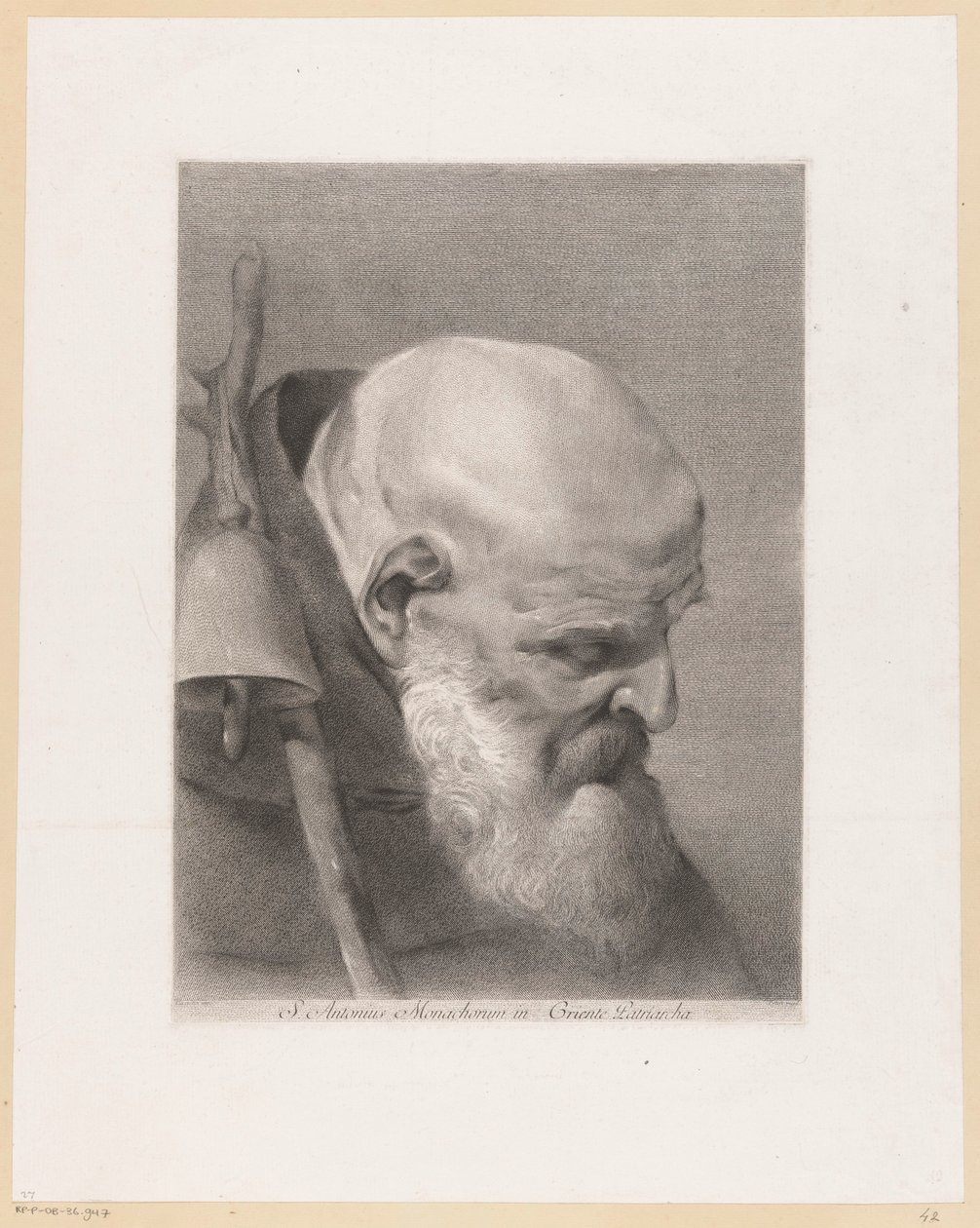 De heilige Antonius de Grote Szent Antal, a grientei szerzetesek pátriárkája (cím a tárgyon) alkotó: Giovanni Marco Pitteri