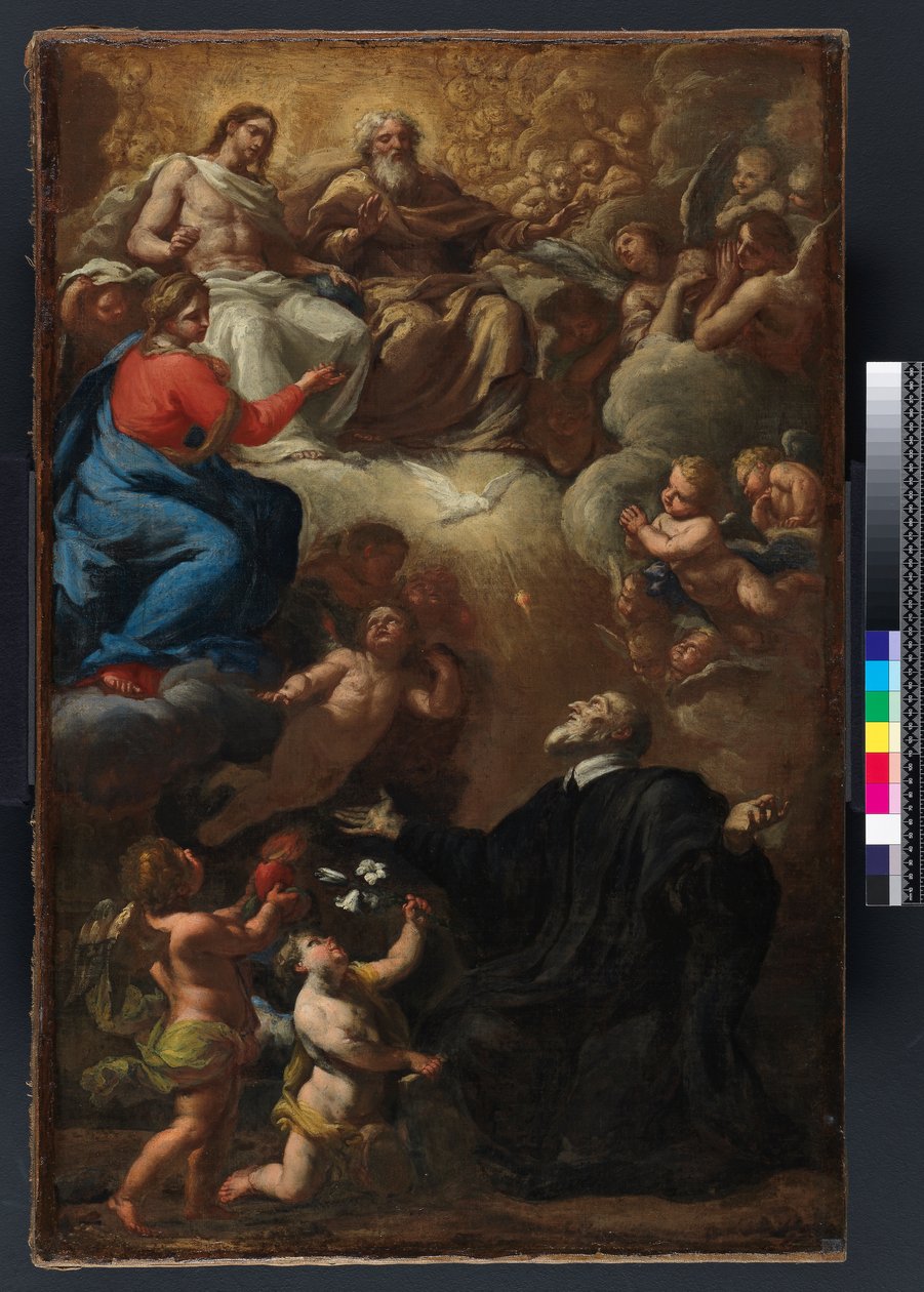 Szent Fülöp Neri látomása. Modell a „Szent Fülöp Neri látomása” számára a San Giovanni keresztelőkápolnában (Siena) alkotó: Giovanni Maria Morandi