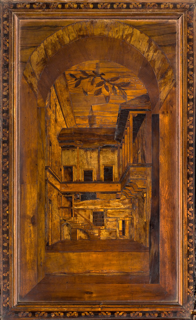 Lignaean Kanonikus Kórus, Giovanni Maria Platina intarzia 1484, Superior Stall alkotó: Giovanni Maria Platina