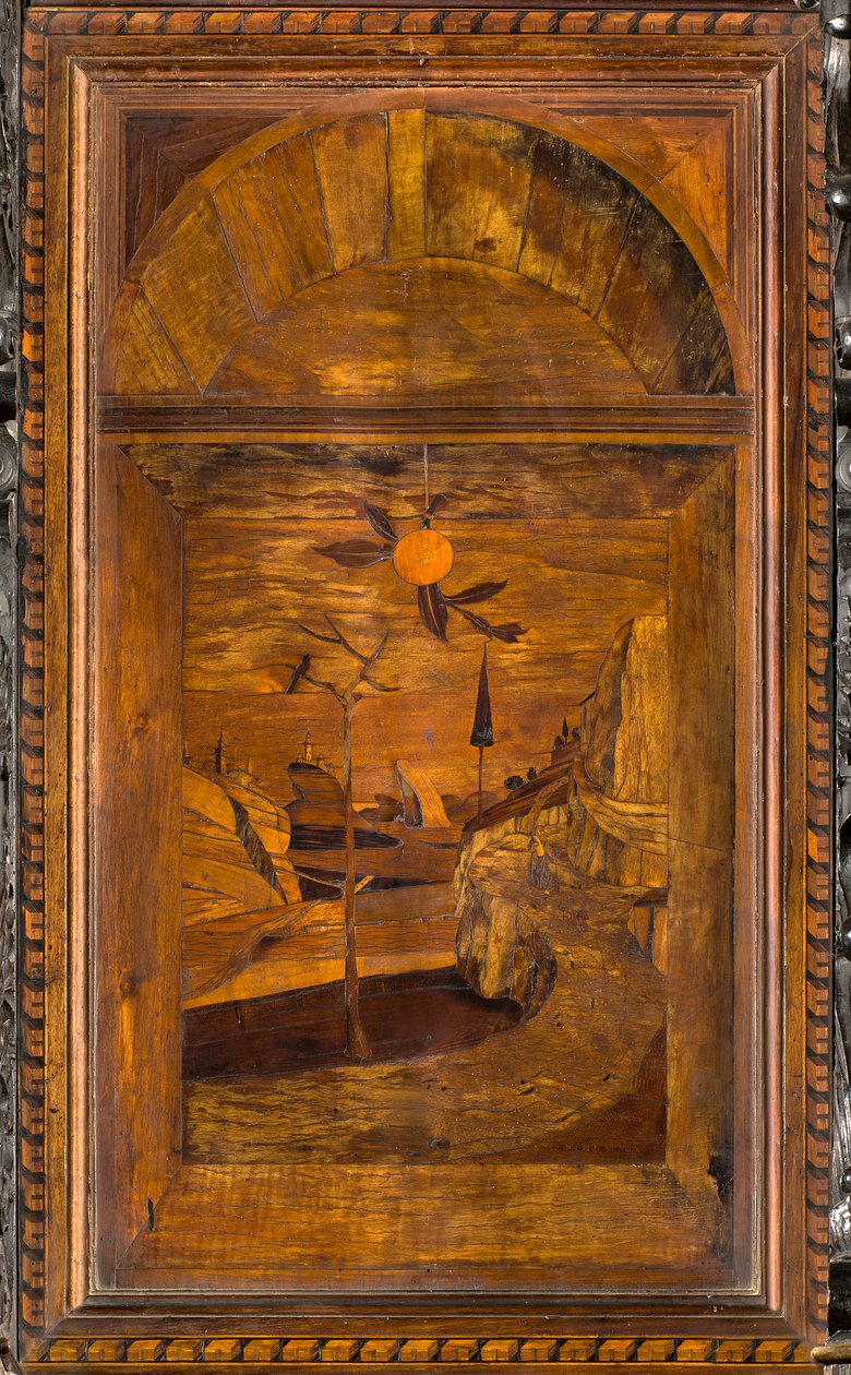 Lignaean Kanonikus Kórus, Giovanni Maria Platina intarzia 1484, Superior Stall alkotó: Giovanni Maria Platina
